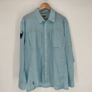 Simms Fishing Shirt  Mens XL Long Sleeve Light Blue Vented Outdoor Performance